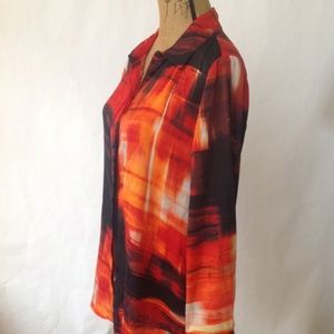 DONNA KARAN SILK ABSTRACT PRINT TOP (NEW)